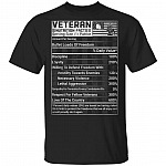 Veteran Nutrition Facts T-Shirt - Funny Veteran Shirt, Black, Unisex T-Shirt