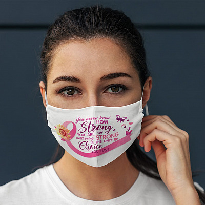 Alternative view of Breast Cancer Pink Ribbon Butterfly You Never Know How Strong You Are Washable Reusable Cloth Face Mask Cover