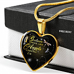 Dragonfly I Believe There Are Angels Among Us Heart Pendant Necklace - Heart Luxury Necklace (Gold Plated)