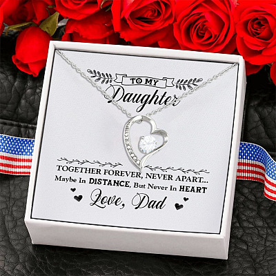 Dad to My Daughter Together Forever Never Apart Maybe in Distance Luxury Forever Love Pendant Necklace