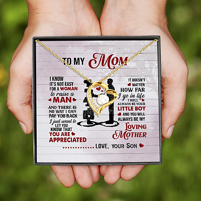Alternative view of From Son To My Mom I Know It's Not Easy For A Woman To Raise A Man Forever Love Pendant Necklace