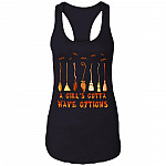 Halloween Witch Broom a Girl's Gotta Have Options Cotton Tank Top Tee - Ladies Racerback Tank, Black, Ladies Racerback Tank