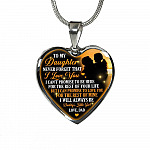 Necklace to My Daughter Never Forget That I Love You I Promise From Dad Heart Pendant Necklace - Heart Luxury Necklace (Silver)