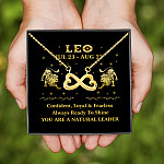 1Th. Zodiac Necklace Card Leo Infinity Heart Necklace (Gold)