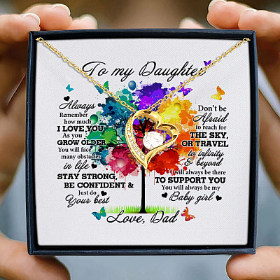 Dad to My Daughter Always Remember How Much I Love You Forever Love Pendant Necklace