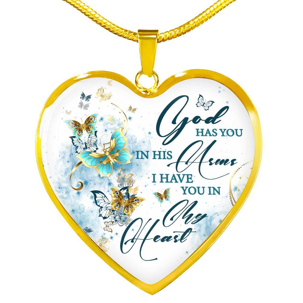 Butterfly God Has You In His Arms I Have You in My Heart Heart Pendant Necklace - Heart Luxury Necklace (Gold Plated) Butterfly God Has You In His Arms I Have You in My Heart Heart Pendant Necklace - Heart Luxury Necklace (Gold Plated)