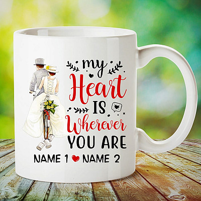 Alternative view of Personalized Wedding Gifts My Heart Is Wherever You Are Coffee Mug - Water Bottle - Color Changing Mug
