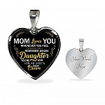 Whenever You Feel Overwhelmed Remember Whose Daughter Heart Pendant Necklace - Necklace For Daughter From Mom - Heart Luxury Necklace (Silver)