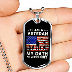 I Am A Veteran My Oath Never Expires Dog Tag Pendant Necklace - Dog Tag (Silver)