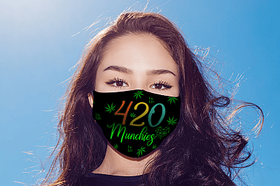 Alternative view of 420 Munchies Weed Cannabis Washable Reusable Custom - Printed Cloth Face Mask Cover