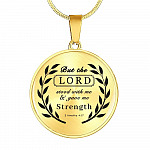 But The Lord Stood With Me And Gave Me Strength Bible Circle Pendant Necklace - Circle Luxury Necklace (Gold Plated)