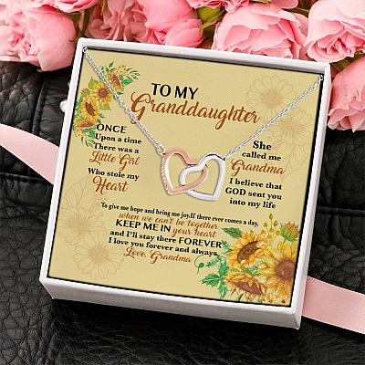 Once Upon A Time There Was A Little Girl She Called Me Grandma Interlocking Hearts Necklace