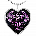 My Dear Wife I Asked God For An Angel And He Sent Me You Love Always Your Husband Luxury Heart Pendant Necklace - Heart Luxury Necklace (Silver)