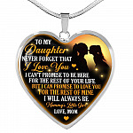 Necklace to My Daughter Never Forget That I Love You I Promise From Mom Heart Pendant Necklace - Heart Luxury Necklace (Silver)