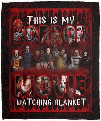 This Is My Horror Movie Watching Blanket Funny Horror Fleece Blanket - Premium Sherpa Blanket - Woven Blanket, White, Cozy Plush Fleece Blanket - 50x60