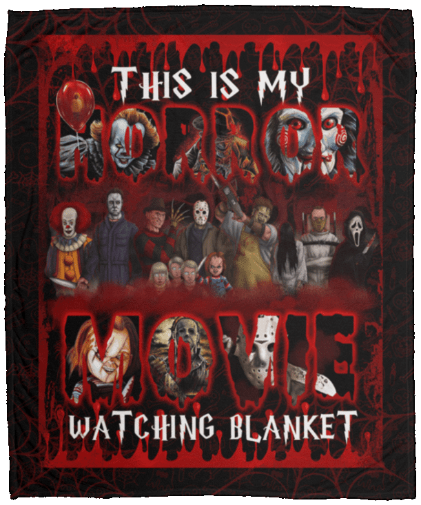 This Is My Horror Movie Watching Blanket Funny Horror Fleece Blanket - Premium Sherpa Blanket - Woven Blanket, White, Cozy Plush Fleece Blanket - 50x60
