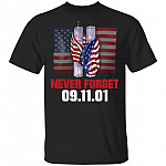 9-11 Never Forget American Flag T-Shirt - Patriot Day Shirt, Black, Unisex T-Shirt