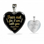 Fear Not For I Am With You Isaiah 41 10 Heart Pendant Necklace - Heart Luxury Necklace (Silver)