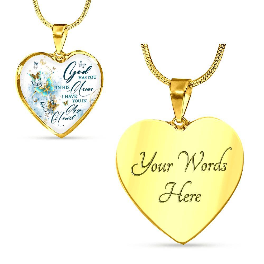 Butterfly God Has You In His Arms I Have You in My Heart Heart Pendant Necklace - Heart Luxury Necklace (Gold Plated) Butterfly God Has You In His Arms I Have You in My Heart Heart Pendant Necklace - Heart Luxury Necklace (Gold Plated)