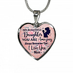 My Beautiful Daughter You Are Amazing Always Remember That I Love You Mom Heart Pendant Necklace - Heart Luxury Necklace (Silver)