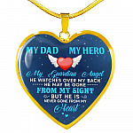 My Dad My Hero My Guardian Angel He Watches Over My Back Heart Pendant Necklace - Heart Luxury Necklace (Gold Plated)