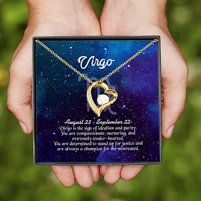 Virgo Sign Constellation Horoscope Zodiac Birthday Astrology Forever Love Heart Pendant Necklace