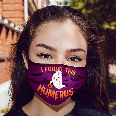 Alternative view of Halloween Boo Ghost I Found This Humerus Washable Reusable Custom - Printed Cloth Face Mask Cover