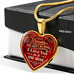 To My Bonus Daughter Even Though You Aren't My Blood I Love You As If You Were Heart Pendant Necklace - Heart Luxury Necklace (Gold Plated)