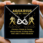 1Th. Zodiac Necklace Card Aquarius Infinity Heart Necklace (Silver) 3