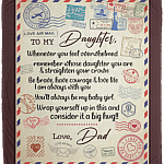 To My Daughter Whenever You Feel Overwhelmed Remember Whose Daughter from Dad Fleece Blanket - Premium Sherpa Blanket, White, Cozy Plush Fleece Blanket - 50x60