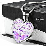 Butterfly I Will Carry You with Me Til' I See You Again Heart Pendant Necklace - Heart Luxury Necklace (Silver)