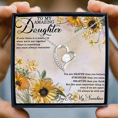 Alternative view of Sunflower to My Amazing Daughter If Ever There Is a Tomorrow You Are My Sunshine Forever Love Pendant Necklace