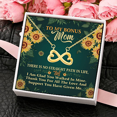 Alternative view of To My Bonus Mom Thank You For All The Love You Have Given Me Forever Infinity Heart Pendant Necklace