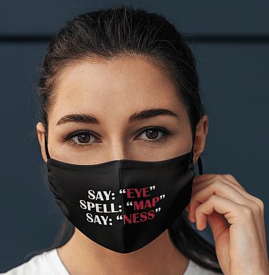 Alternative view of Say Eye Spell Map Say Ness Funny Washable Reusable Custom - Printed Cloth Face Mask Cover