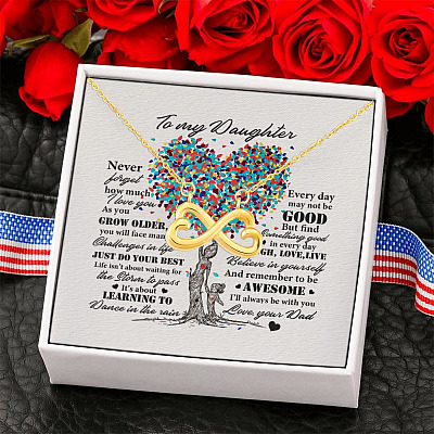 Alternative view of To My Daughter Never Forget How Much I Love You As You Grow Older Infinity Heart Pendant Necklace