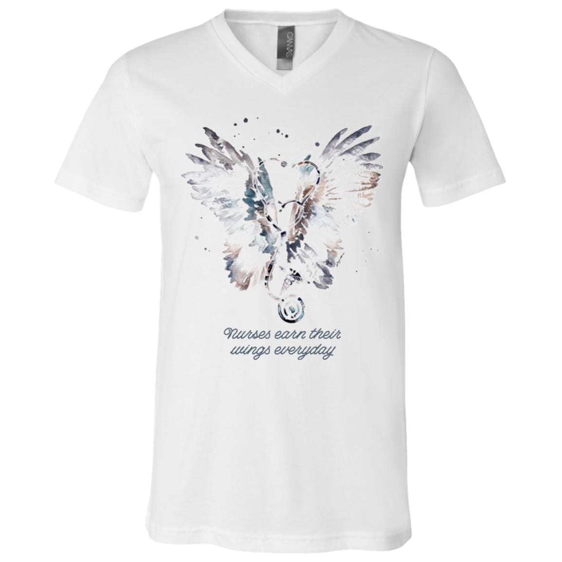 Nurses Earn Their Wings Everyday T-Shirt, White, V-Neck T-Shirt