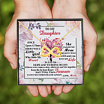 5VT. To My Daughter Little Girl Message Card Infinity Heart Necklace (Gold)