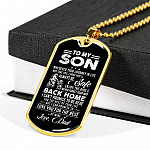 Dad to My Son Wherever Your Journey in Life May Take You I Pray You'll Always Be Safe Dog Tag Pendant Necklace - Dog Tag (Gold Plated)