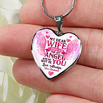 My Dear Wife I Asked God for an Angel He Sent Me You from Husband Heart Pendant Necklace - For Her - Heart Luxury Necklace (Silver)