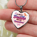 Butterfly as Long as I Breathe You'll Be Remembered Heart Pendant Necklace - Heart Luxury Necklace (Silver)
