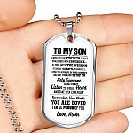 To My Son I Wish You The Strength To Face Challenges With Confidence Dog Tag Pendant Necklace - Dog Tag (Silver)