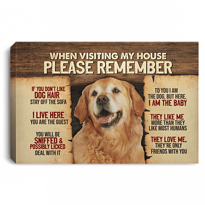 Golden Retriever When Visiting My House Please Remember Gallery Wrapped Framed Canvas Prints - Unframed Poster, White, 0.75'' Framed Canvas