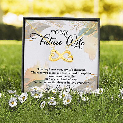 Alternative view of To My Future Wife the Day I Met You My Life Changed Infinity Heart Pendant Necklace