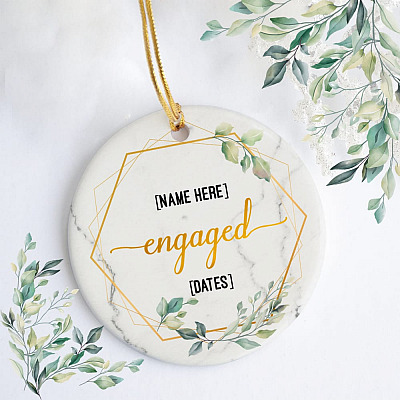 Alternative view of Personalized Couple Engaged Christmas Ornament Keepsake - Circle Ornament