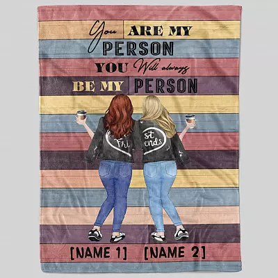 Alternative view of Personalized Bestie You Are My Person You Will Always Be My Person Blonde and Red Head Fleece - Premium Sherpa Blanket
