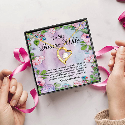 To My Future Wife I Wish I Could Turn Back the Clock Forever Love Pendant Necklace