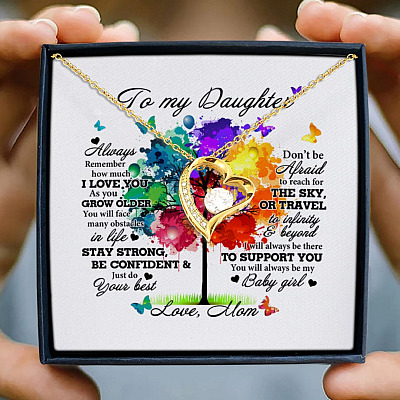 Mom to My Daughter Always Remember How Much I Love You Forever Love Pendant Necklace