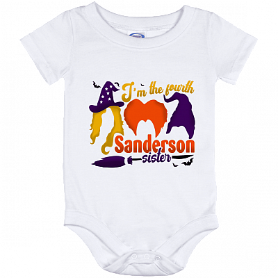 I'm The Fourth Sanderson Sister Hocus Pocus Baby Onesie - Baby Infant Bodysuit - Funny Witch Halloween Onesie, White, Baby Onesie - 12 Month