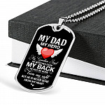 My Dad My Hero My Guardian Angel He Watches Over My Back Dog Tag Pendant Necklace - Dog Tag (Silver)