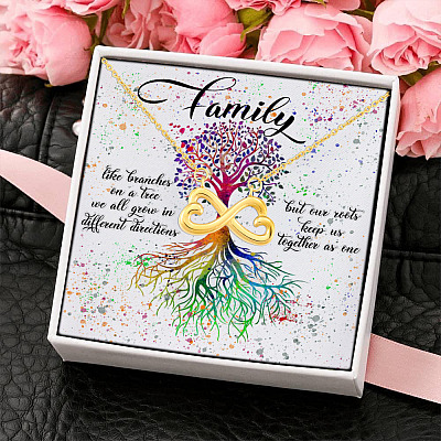 Alternative view of Tree Of Life Family Like Branches On A Tree We All Grow Heartfelt Card Jewelry Infinity Heart Pendant Necklace